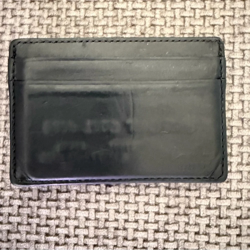 Coach Leather Card Case Slim Wallet Black Magnetic Money Clip Cardholder Minimal